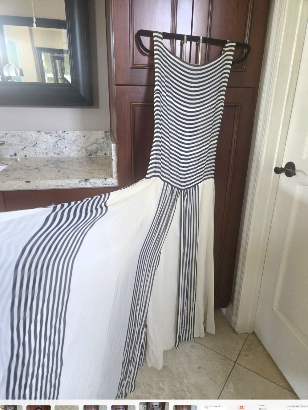 CHANEL Black & White Striped Sleeveless Maxi Dress - Picture 6 of 9